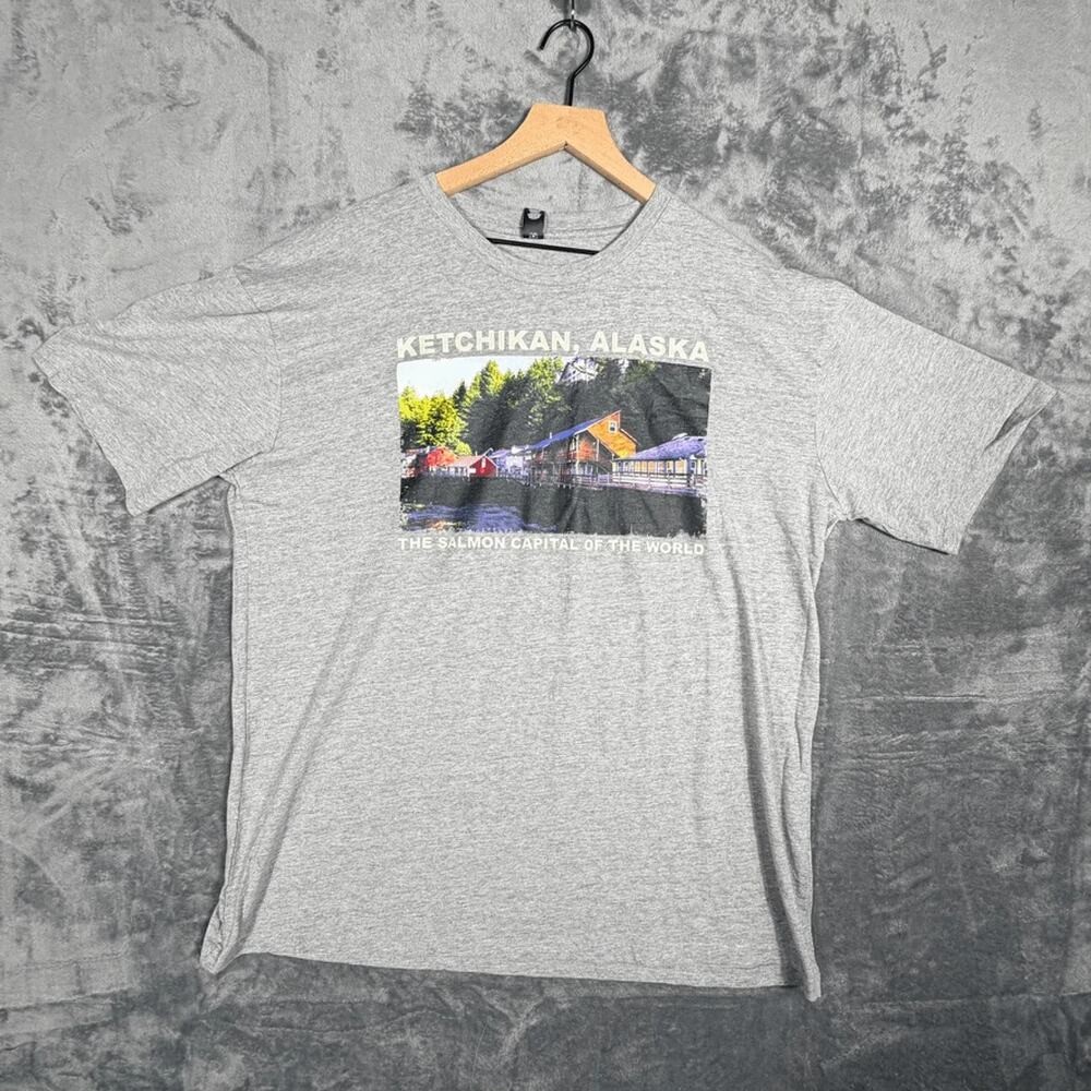 AS‎ Colour Staple Mens T-Shirt 2XL Gray Ketchikan Alaska Souvenir Graphic Tee